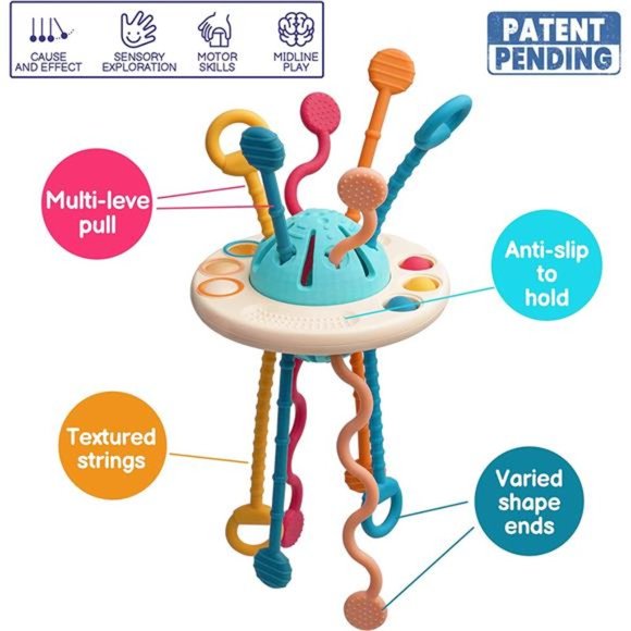 Food-Grade Sensory String Baby Silicone Teething Toy Montessori Fidget Rattles - Picture 3 of 6